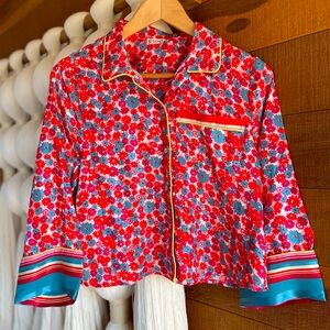Anthropologie Cropped Silky Pajama Top NWOT